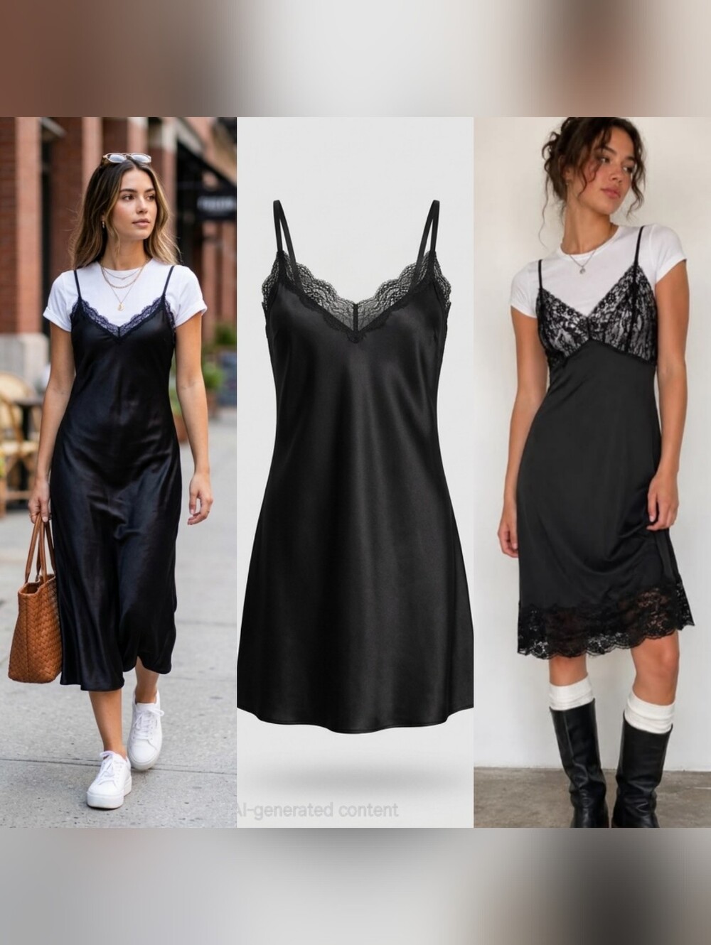In Bloom by Jonquil Black Satin Lace Chemise Slip Dress Size M | Adjustable Stra